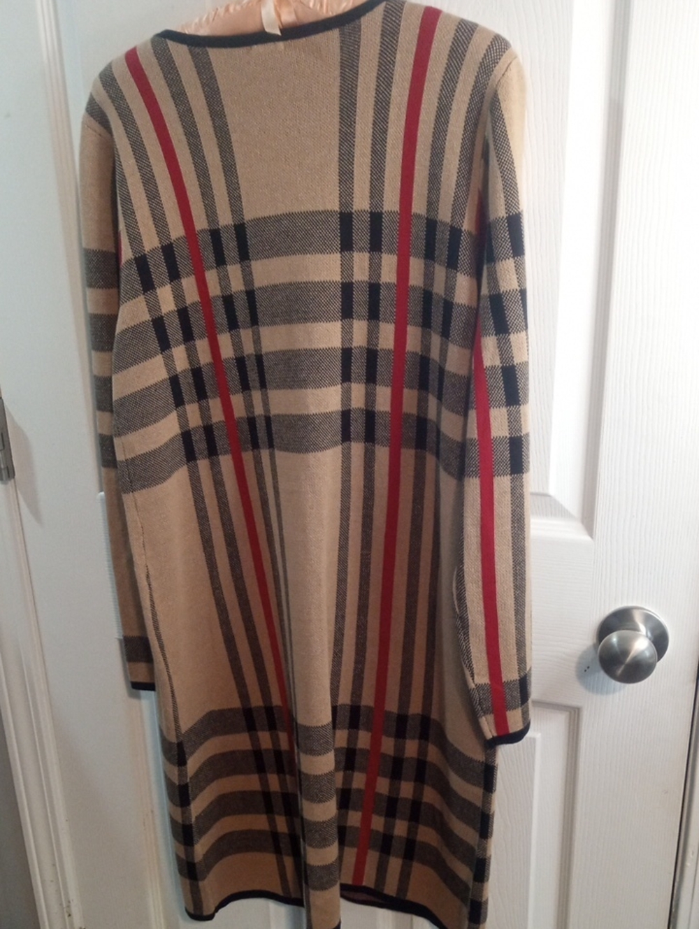 ANNE KLEIN PLAID LONGLINE CARDIGAN - Picture 8 of 9
